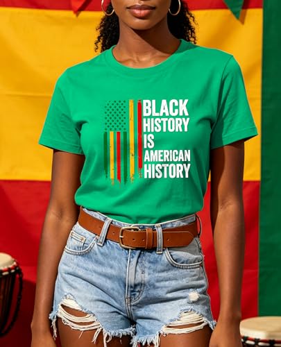 Image of Juneteenth Shirts for Women-Black History is American History Tee Tops African American Short Sleeves