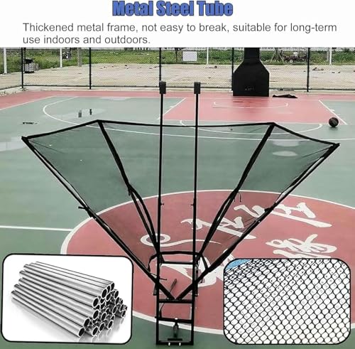 Sistema Portatile di Ritorno dei tiri da Basket e Rete di Rimbalzo - Dispositivo di Allenamento Pieghevole Regolabile per Bambini, Adolescenti e Adulti - Perfetto per Principianti e per Lo s