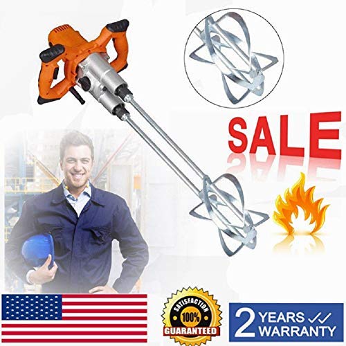 Power Concrete Mixers, 1400W Electric Mortar Mixer Dual Paddle High Low Gear 2 Speed Paint Cement Grout Mixers - Concrete & Mortar Mixer Stirring Tool for Cement Plaster Grout Mortar, USA STOCK