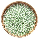Plateau de service en rotin (étoile verte), 30 cm