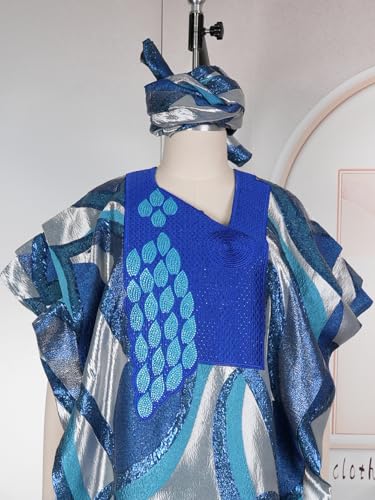 Image of HD African Print Dress for Woman Embroidery Pattern Maxi Dress