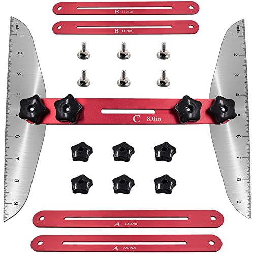 Stair Treads Gauge Template Tool, Stair Jig Gauge, Measuring Stair Tool, Shelf Scribe Tool for Stairs Risers Shelf and Cutting Drywall, Adjustable Stair Layout Gauge from 11In to 60In