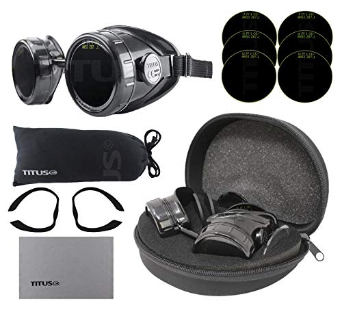 TITUS Cup Type C Frame Industrial Quality Welding Goggles UV IR Green 5,7,8,9,10,11,12,13, or 14 Filter With Case & Pads