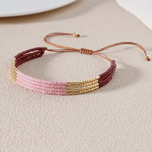 Image of KELITCH Layered Miyuki Beads Bracelets Adjustable Strand Bracelets Bangles Bohemian Style Summer