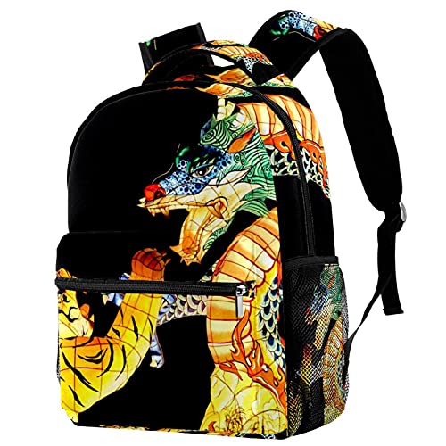 Sac à dos voyage dragon chinois avec porte-bouteille ergonomique