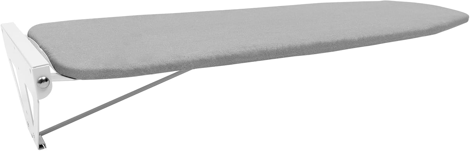 Wall Mounted Ironing Board, 39.4 x 13 Inch Grey Fold Away Iron Board Wall Mount Space-Saving Ironing Board with Removable Heat Resistant Cover for Small Spaces, Laundry Room, Bedroom