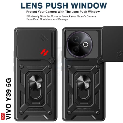 Image of AIBEX Back Cover for Vivo Y39 5G | D10 Tough Armor Case | Sliding Camera Shield | 360 Protection | Kickstand Ring Holder | Military-Grade Shockproof Bumper Case