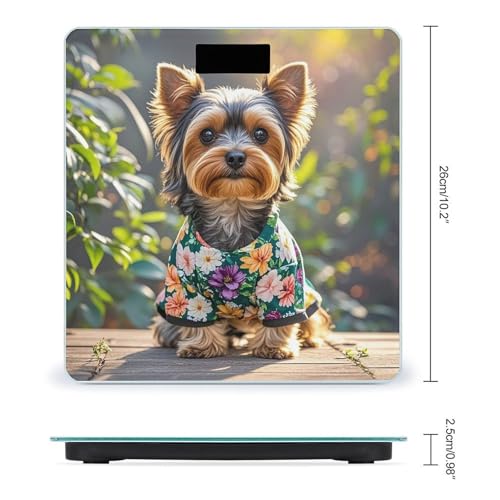 Báscula Digital Yorkie Floral de Vidrio Templado miniatura 2