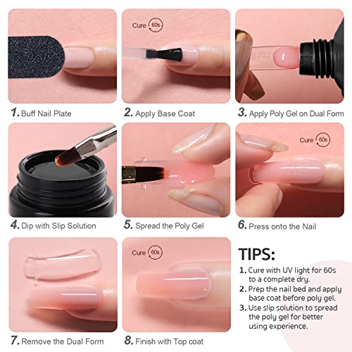 Gaoy Poly Gel Nail Kit With U V Light, 6 Pcs Builder Gel Nail Extension Kit For Beginners With Everything Nail Art Diy At Home thumb #5