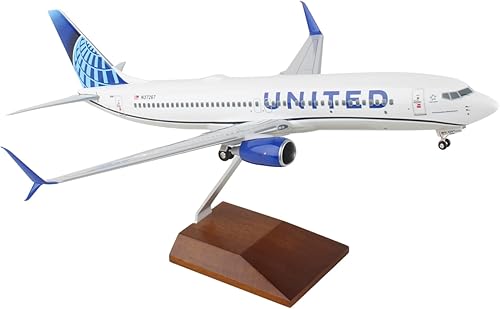 Daron SkyMarks B737-800 1/100 United 2019 Nueva librea (cimitaras) con soporte de madera