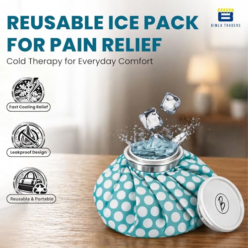 Image of Btag Hot & Cold Ice Bag for Pain Relief (9 Inch) | Reusable Cold Therapy for First Aid Sports Injury, Shoulder, Swelling |Leakproof & Durable Leakproof Fabric Headache, Muscle Pain (Blue Dotted)