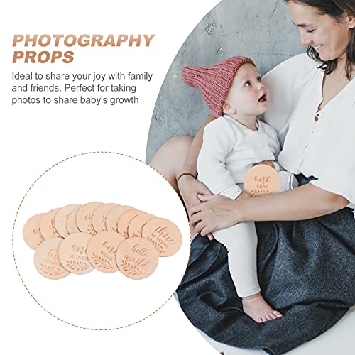 TOYANDONA 14Pcs Baby Maandelijkse Kaarten Houten Milestone Kaart Baby Groei Herdenkingsmunt Kaarten Milestone Discs… - Afbeelding 3