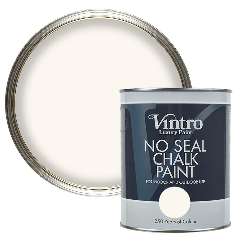Vintro Paint Champagne Waltz Vintro | No Seal Chalk Paint | Creamy White | Interior & Exterior Use | Furniture | Walls | Wood | Metal | 1 Litre (Champagne Waltz)