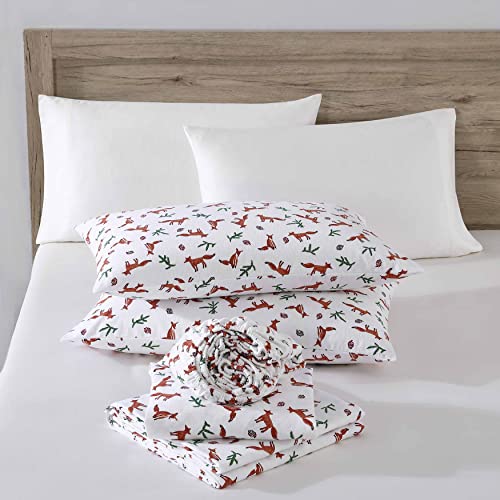 Image of Eddie Bauer - Flannel Sheets Twin XL Size, Anti-Pilling & Wrinkle Resistant Cotton, Touchably Soft for All-Season Comfort - Bed Sheets with Matching Pillowcases & Fitted Sheet (Fox Trail Orange)