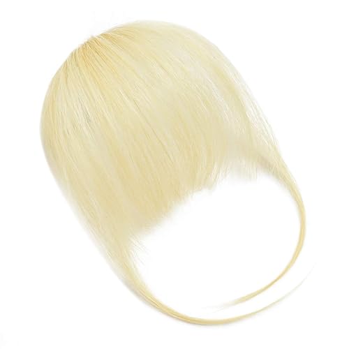 SHEDOWIG Flequillo de cabello con clip, extensiones de cabello humano, clip plano en flequillo, fleco con sienes frontales, clip para el cabello