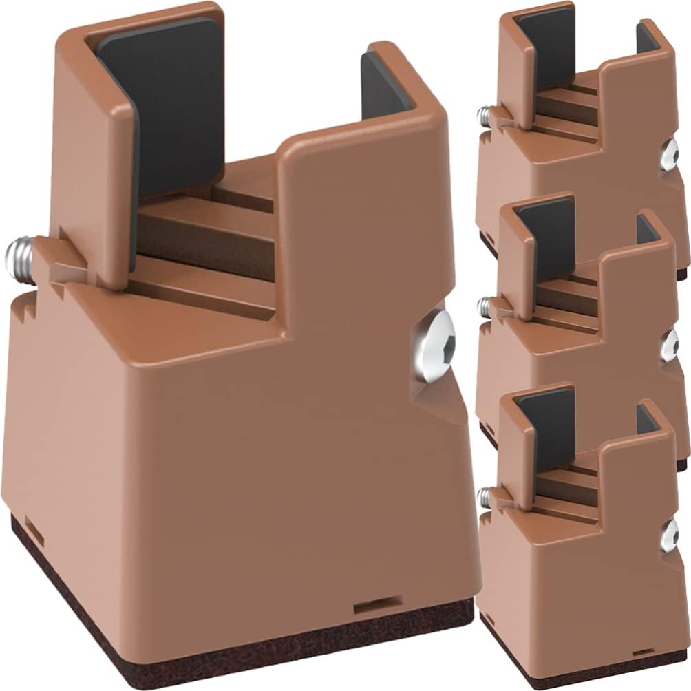 Toddmomy Adjustable Desk 4pcs Adjustable Chair Risers with Screw Clamp Heavy Duty Sofa Tables Bed Furniture Risers Chair Leg Block Wardrobe Feet Adjustable Table Legs