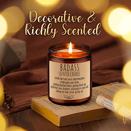 Leado Badass Candle - Congratulations Gifts For Women, Men, Boss Lady Gifts, Proud Of You, New Job, Promotion Gifts - Funny Birthday, Positive Affirmations, Mothers Day, Inspirational Gifts For Women #TOP5