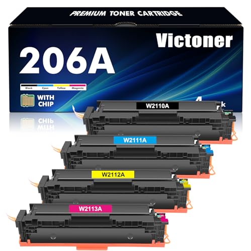 206A Toner Cartridges 4 Pack (with Chip) Compatible for HP 206A 206X for HP Color MFP M283fdw M283cdw M283 Pro M255dw M255 Printer Ink High Yield