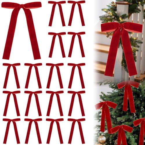24 Stück Schleifen Weihnachtsbaum, Rote Schleifen Weihnachten,...
