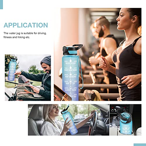 Image of PASER Motivational Water Bottle 32 oz with Straw & Time Marker, BPA Free & Leakproof Tritan Portable Reusable Fitness Sports Water Jug for Men Women & Kids (with Bottle Brush and Straw Brush)