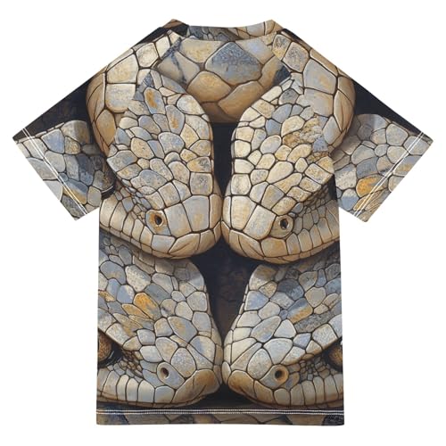 Boys Short Sleeve T-Shirts Snake Stone Pet Animal Rashguard Kids Swim Shirts Sun UPF 50+2
