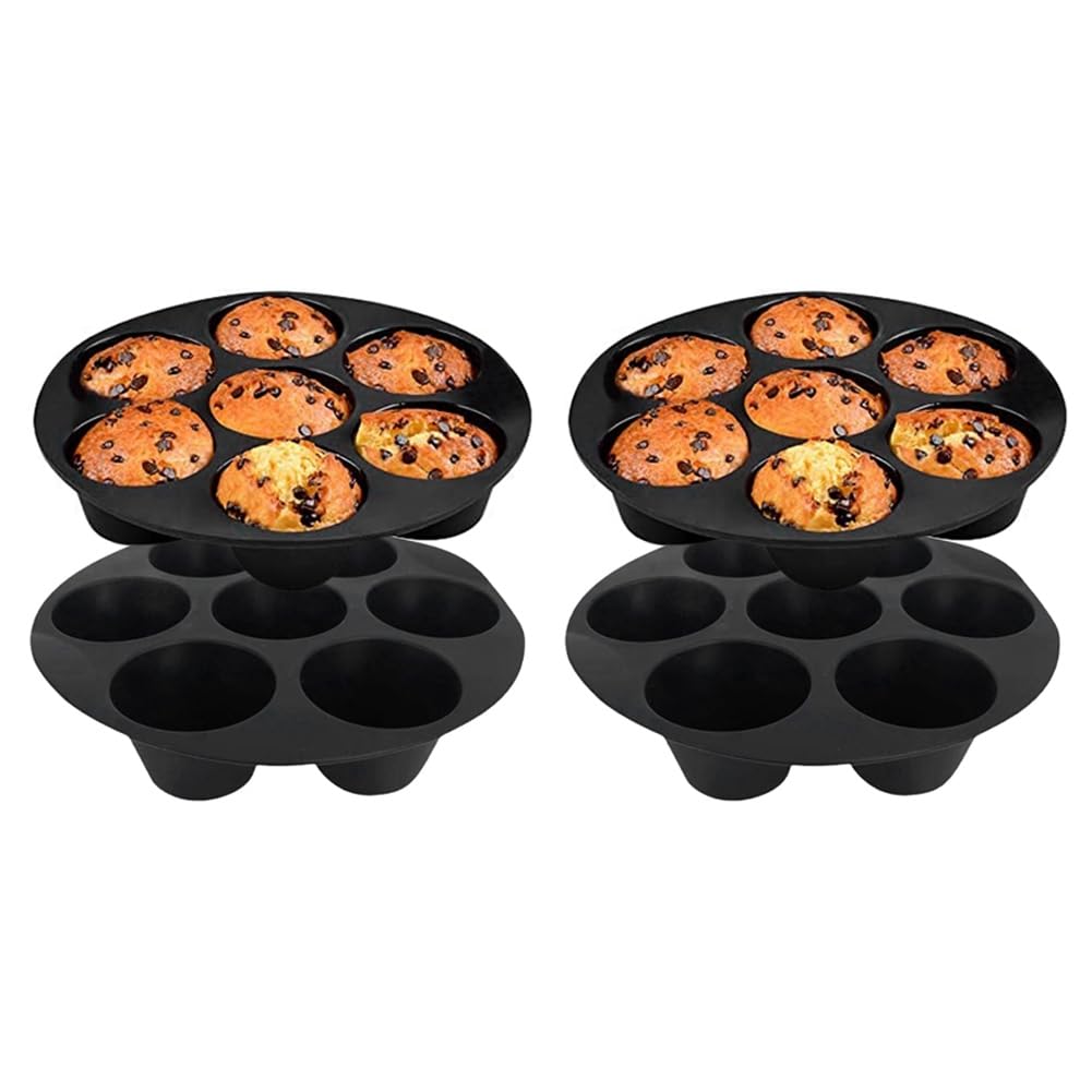 Hndhbfgrt Silicone Muffin Pan for Air Fryer,Oven, Pot 8.4Inch Reusable Free Silicone Baking Molds 4 Pack