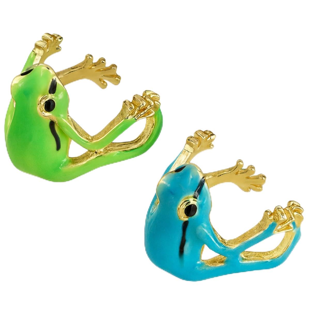 YXGTHGQZ 2 PCS Frog Ring for Women – Green Jewelry Gift, Whimsical Frog Gifts, Adjustable Green Ring, Cute Frogs Stuff for Animal Lovers