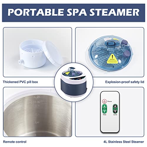 Image of Sauna Steamer, Portable Steam Generator with Remote Control, 4 Liters Stainless Steel Sauna Steamer Pot, Sauna Steam Machine with Timer Display, 1500W Home SPA Fumigation Sauna Steam Machine