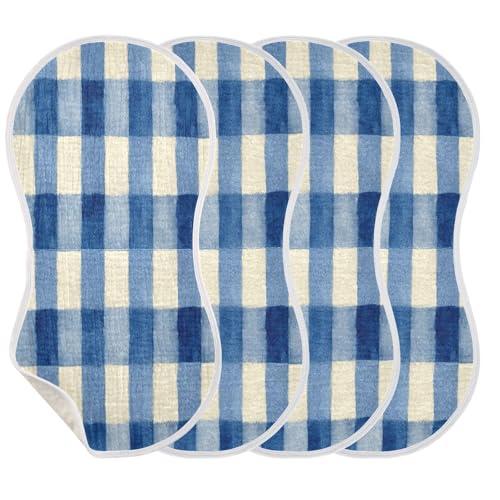 Kigai Gingham Baby Burp Cloths Extra Soft and Absorbent Burping Rags Cotton Burping Clothes Baby Washcloths for Newborn Boys Girls - 1 Pack3