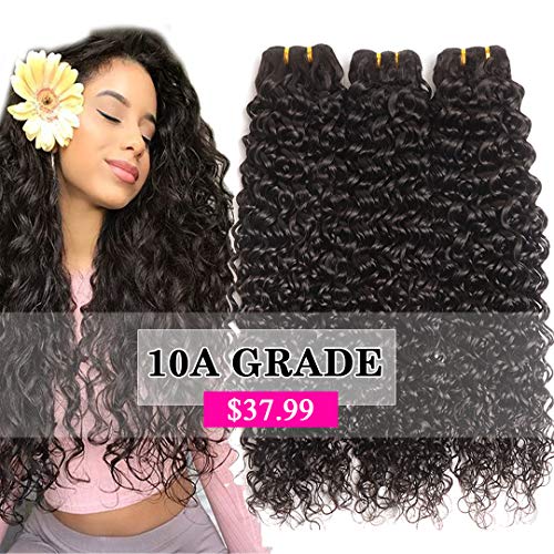 10A Grade Brazilian Water Wave Bundles (10 12 14Inch) Brazilian Human Hair 3 Bundles Wet and Wavy Human Hair Weave Bundles B-Fashion Unprocessed Water Hair Bundles