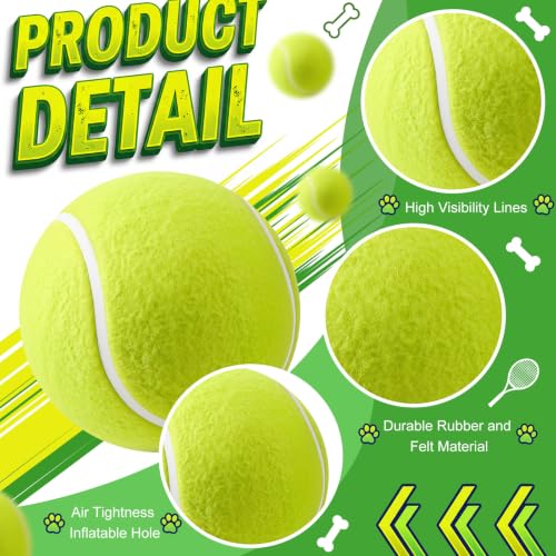 Image of Sratte 6 Pieces Giant Large Tennis Ball for Dogs 4'' Inflatable Large Dog Toy Balls for Indoor Outdoor Training Playing Sports (Fluorescent Yellow)