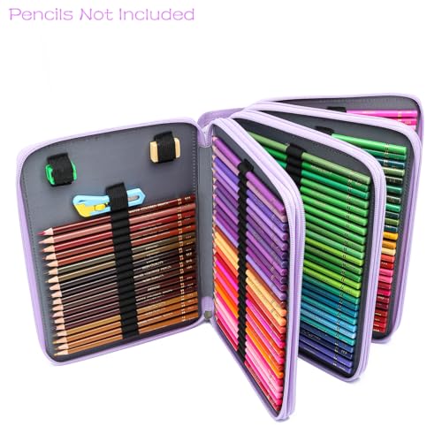 Image of YOUNGCOL 200 Slots Colored Pencil Case Color Pencil Organizer Storage Large Capacity Pencil Holder (Purple, 200 Slots)