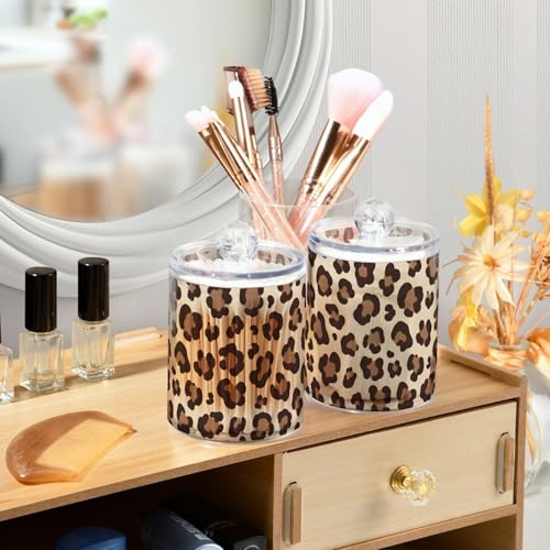Botes para discos de algodón que solucionan el desorden del baño con estilo de leopardo 7