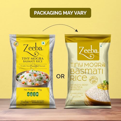 Image of Zeeba Tiny Mogra Basmati Rice 5 Kg, Small Grains with Great Taste, Gut-friendly Rice (Cooked length upto 10mm*)