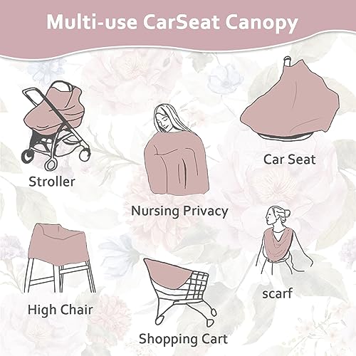 Image of Breathable Car Seat Cover for Babies, Multi-use Cover Carseat Canopy, Soft Breastfeeding Cover, Car Seat Covers for Bbies, Boys & Girls Shower Gift, Peony