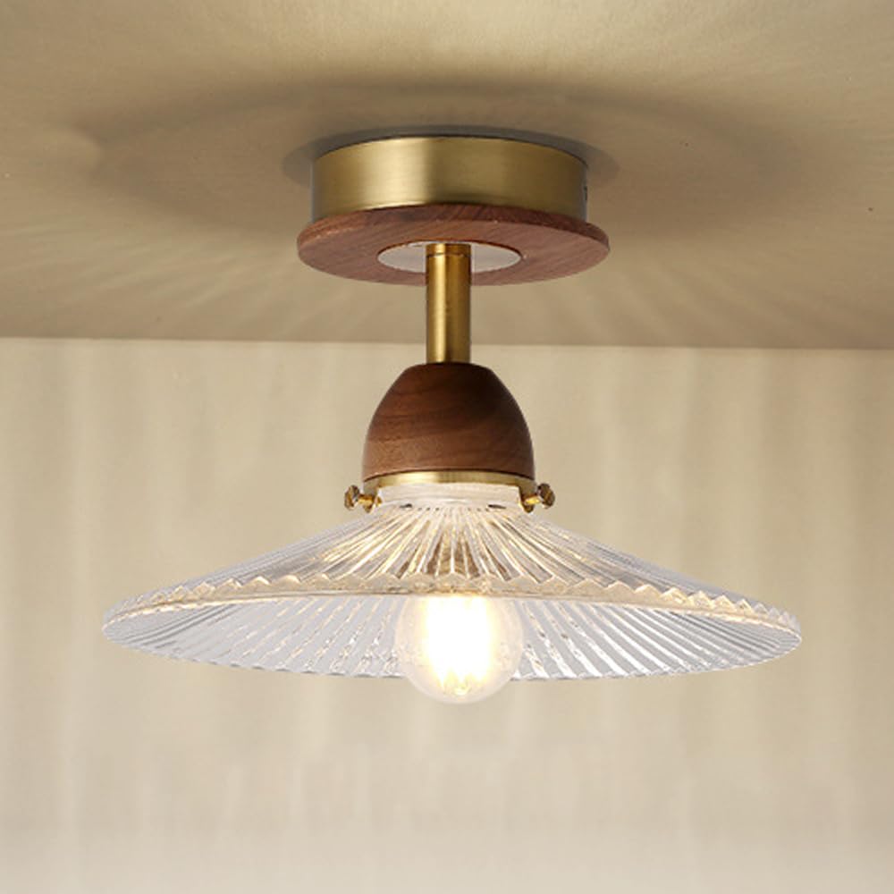 Lámparas de techo de nogal y vidrio para iluminar momentos cálidos en el hogar y el comedor