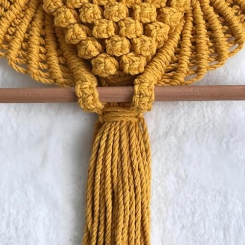 Image of tms Bohemian Owl Macrame Wall Hanging - 12 x 23 Inch - Handcrafted Boho Home Decor with Natural Elements - Boho Chic Accent for Home, Office, or Living Room (Mustard)