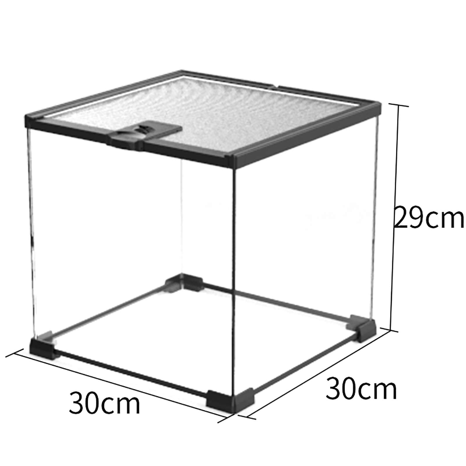 Tanque de Vidrio para Acuario de Reptiles, Caja de Transporte de alimentación de Anfibios Interior para Serpiente Tortuga Lagarto (30x30x29cm)