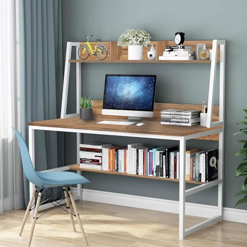 Image of Klaxon Engineered Wood Iron Study Table with Drawer, Multi-Usage Laptop Desk & Home Office (Printo-FD, DIY Installation) (Forest Dark - White, TBS Tower White)