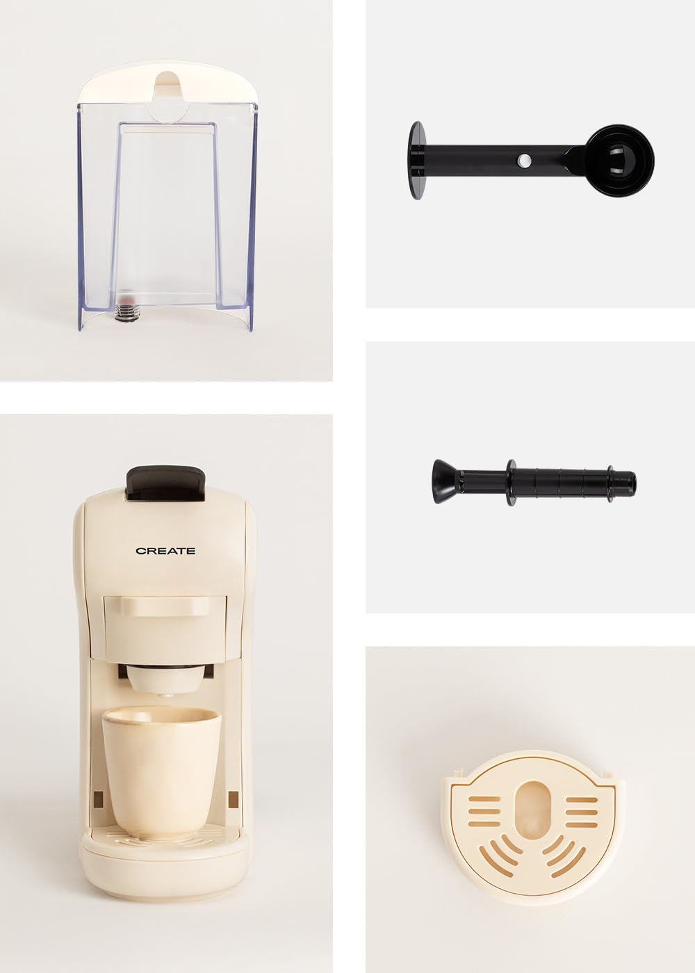 CREATE / POTTS STYLANCE/Machine à café multicapsules express et café moulu Blanc cassé / 19 bars, programmable, légère et compacte, réservoir 600ml, système Thermoblock,1450 W