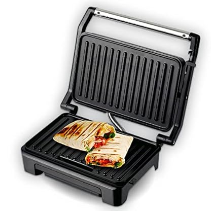 LIVIA Sandwichmaker Kontaktgrill für Toast und Panini mit Anzeigelampen und Cool Touch Griffe (800 W, Kompakt mit Slim…