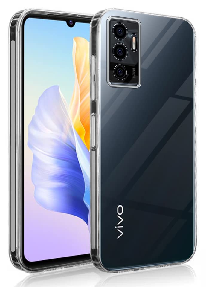 Image of Jkobi Back Cover Case for Vivo Y75 4G (Silicone Crystal Clear | Pure Camera Protection | Soft and Flexible for Charger and Headphone sockets | Shockproof Bumpers | Transparent)