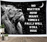 HVEST Black and White Lion Tapestry Wall Hanging Wild Animal Lion and Inspirational Quotes Wall Art Tapestry Space Galaxy Tapestries for Bedroom College Dorm Classroom Party Decor, 40L X 60W inches