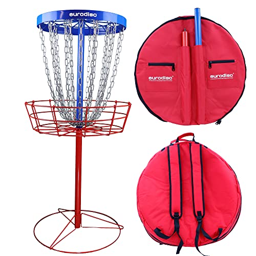 eurodisc Disc-Golf-Korb DLC Double Layer Chain mobiler Discgolfkorb mit 24, (2 Reihen), schweren Ketten + Tasche für Transport