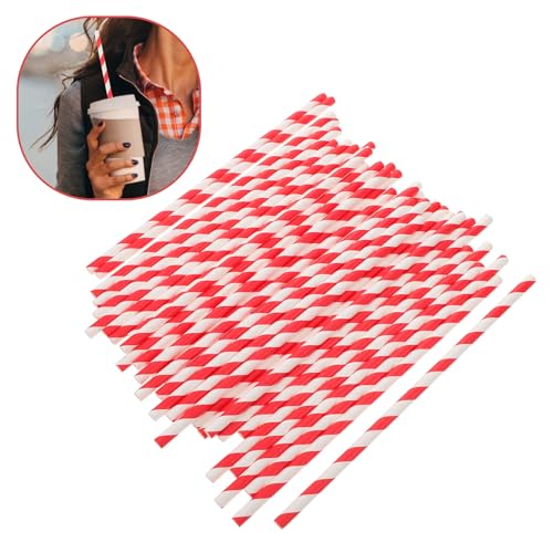 100 pitillos de papel rojos biodegradables para fiesta miniatura 7
