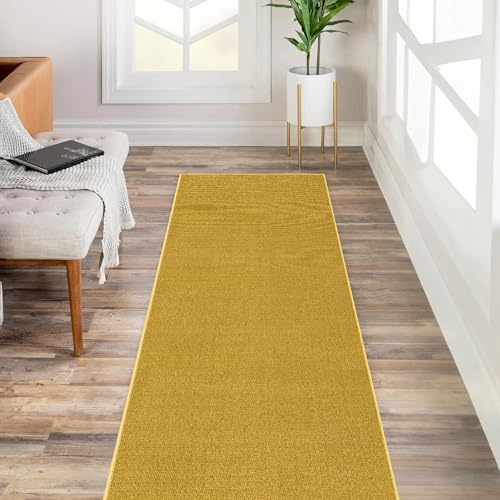 Kapaqua Solid Color Runner Rug 23x48in Non-Slip Beige Gold