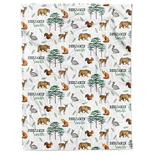 Arteaga Baby Blankets for Boys, Customized Baby Blankets for Boys, Woodland Theme Baby Blanket, Best Gift for Baby, Newborn, New Mom, Super Soft Plush Fleece, 30''x40'' King