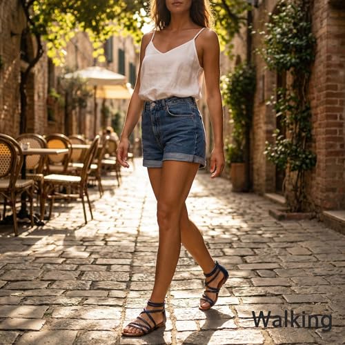 Image of youngshow Women's Braided Strappy Sandals - Open Toe Dressy Gladiator Flat Sandals with Back Zipper, Casual Summer Beach Shoes