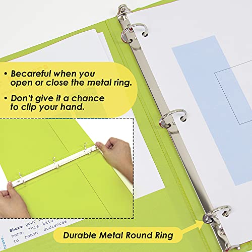 Image of BAZIC Products 1 /2 inch Lime Green 3-Ring View Binder, Round Ring, 4-Pack | round rings, 1 /2 in Lime Green view 3-ring binder, 2 inside pockets, holds up to 100 sheets, Durable poly cover, 2 Pocket