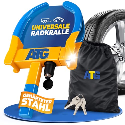 ATG Parkkralle Radkralle für Auto & Anhänger Universelle Reifenkralle als Wegfahrsperre Auto Diebstahlsicherung Anhänger für PKW Wohnwagen Wohnmobil & Motorrad Reifenbreite 1828 cm